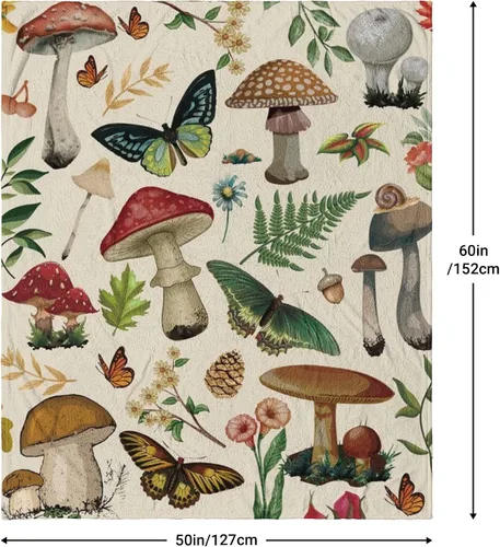 Miniatura 2 de Manta de Hongos Regalos para Mujeres Manta de Franela de Vellón de Hongos Suave y Acogedora para Todas las Estaciones para Sofá Sillón Decoración