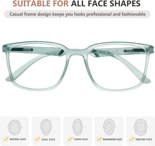 Miniatura 5 de Eyekepper Gafas de lectura Marco grande Lectores cuadrados Bisagras de resorte Hombres Mujeres Azul +0.50