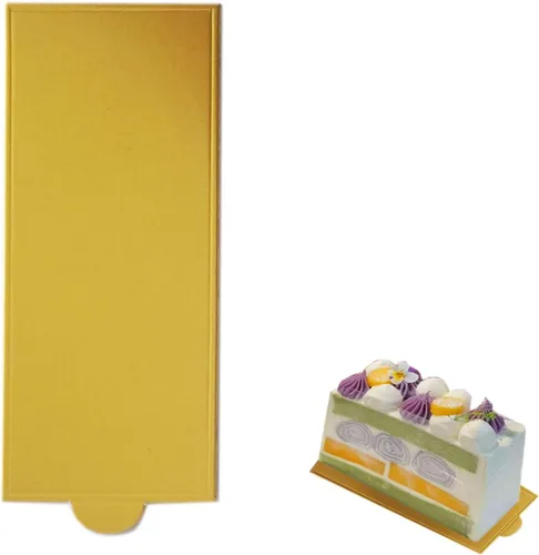 Miniatura 11 de 100 mini tablas para tartas de 5.12 x 1.57 pulgadas, juego de cartón rectangular dorado de barra larga, base para cupcakes, bandeja para exhibidores