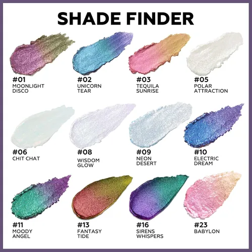 Miniatura 6 de FOCALLURE Duochrome Chameleon - Sombra de ojos con pigmento metálico que cambia de color, maquillaje de ojos multicromo, acabados multireflectantes