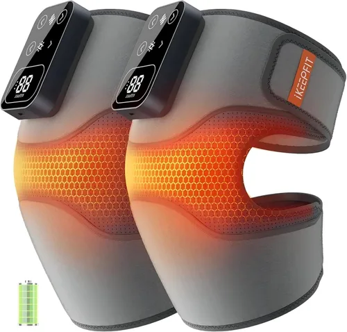 IKEEPFIT - Masajeador de rodilla inalámbrico con calor y vibración para alivio del dolor, MAXwarm 4.0 [2025 Actualizado] - Rodillera eléctrica