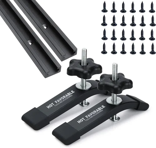 Miniatura 11 de Abrazaderas de sujeción en T de aluminio, 6-3/8 pulgadas de largo x 1-1/4 pulgadas de ancho, carpintería y abrazaderas, chorro de arena fina