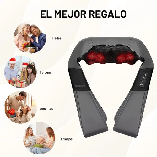 Miniatura 7 de Nekteck - Masajeador Shiatsu para cuello y espalda con calor relajante, masajeador de hombros para alivio del dolor de tejido profundo, herramientas