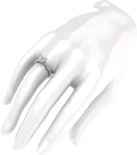 Miniatura 4 de Anillo de compromiso de plata esterlina de 4 puntas con vid torcida pequeña simulada de diamante o moissanita de 1.0 CT