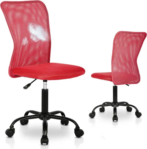Miniatura 10 de Silla de oficina enrollable sin brazos de malla pequeña, silla de computadora ergonómica, sillas de oficina giratorias sin brazos con soporte Blanco