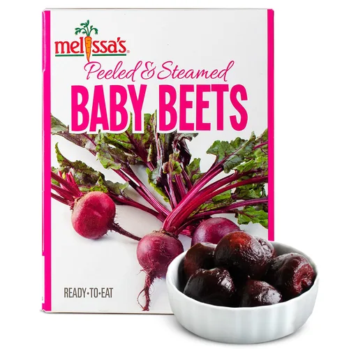 Melissa's Remolacha bebé al vapor, precocinada, lista para comer, paquete de 3 (8 onzas cada uno), sabor dulce, terroso y productos nutritivos