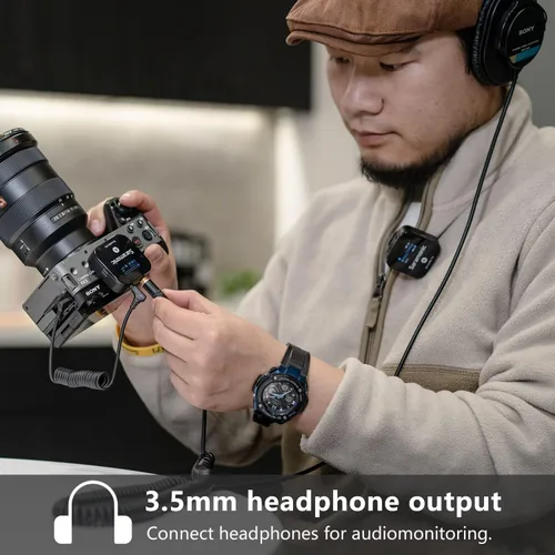 Miniatura 3 de Saramonic Blink900 B1 Sistema de micrófono inalámbrico Lavalier y alcance inalámbrico de 656 pies y pantalla OLED para cámara réflex digital Canon