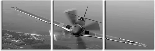 Miniatura 2 de 3 piezas de arte de pared en lienzo en blanco y negro vintage de la Segunda Guerra Mundial, aviones de combate militares, impresiones de fotografía