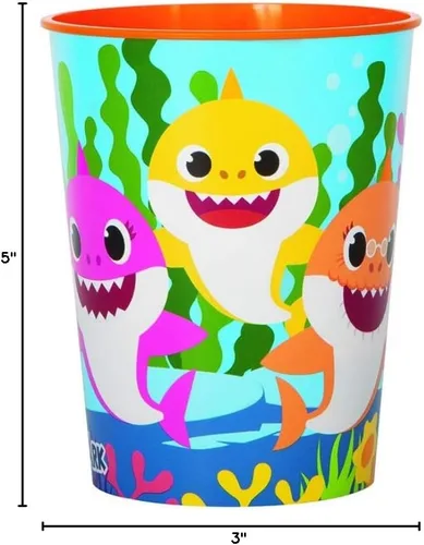 Miniatura 6 de Baby Shark - Vaso de plástico duradero para estadio, 16 onzas (1 unidad), accesorio colorido y ecológico, perfecto para cumpleaños y eventos de niños