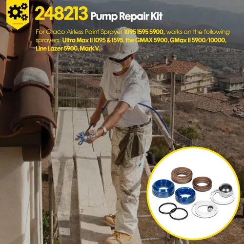 Miniatura 2 de 248213 Kit de reparación de bomba de jeringa sin aire para pulverizador de pintura Graco 1095 1595 5900, reemplazo para 248-213
