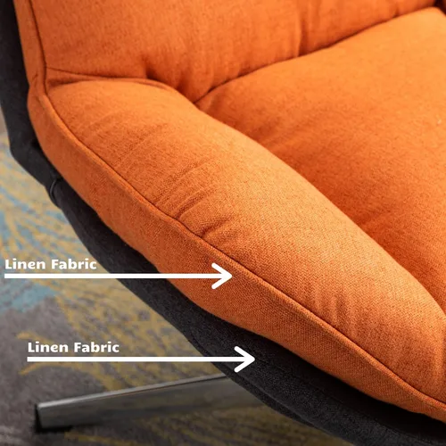 Miniatura 7 de HEAH-YO Silla giratoria decorativa, moderna silla de sala de estar con respaldo, silla de lectura tapizada de lino sin brazos para dormitorio