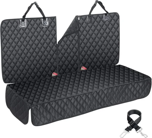 Miniatura 9 de ANOSOSPECIAL Funda de asiento de coche para perros en gris para el asiento trasero, piel antiadherente, apta para mascotas e impermeable - Protector