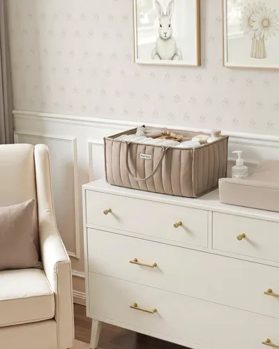 Miniatura 7 de Blissful Diary Organizador de Caddy de Pañales para Bebé, elegante cesta de almacenamiento para artículos esenciales para recién nacidos y estación