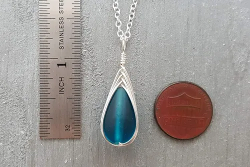 Miniatura 3 de Yinahawaii Collar de cristal de mar hecho a mano, joyería hawaiana para mujer, collar de lágrima trenzada, joyería única de cristal de mar