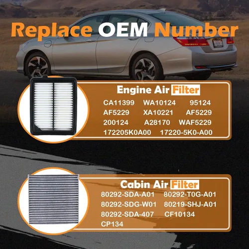 Miniatura 3 de Filtro de aire de motor CA11399 y filtro de aire de cabina CF10134 apto para Honda Accord L4 2014-2015 2017-2022 híbrido 2.0L