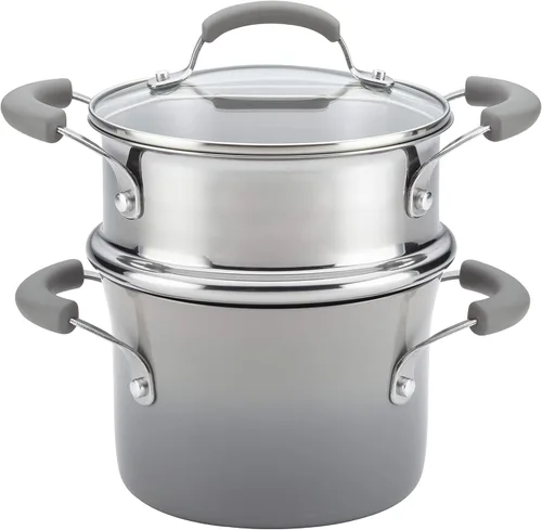 Miniatura 3 de Rachael Ray Brights - Olla para salsa con inserto de vapor, 3 cuartos de galón, color rojo bicolor
