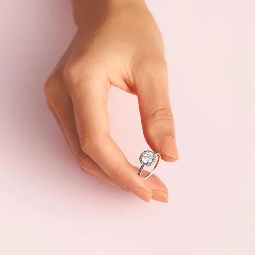 Miniatura 5 de PANDORA Joyería Anillo redondo de circonita cúbica brillante Regalo para ella Plata de ley, Metal, Zirconia cúbica