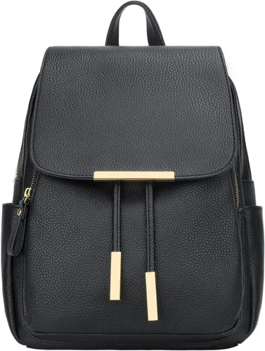 Miniatura 3 de KKXIU - Mochila de cuero de moda para mujeres y damas, bolsa de viaje y para el día, con correa para los hombros, A-Negro, Mediana, Mochila
