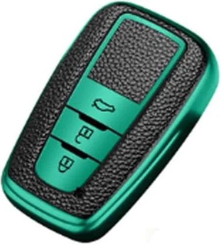 DOUKI Funda de cuero TPU para llave de coche, para Toyota Camry Corolla Prius CHR C-HR RAV4 Hybryd Altis Land Cruiser Prado Sedan 2019 Verde F