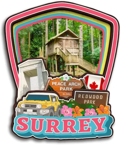 Surrey British Columbia Canadá - Imán para nevera de madera 3D hecho a mano para viaje, ciudad recuerdos, nevera, regalo para decoración del hogar,