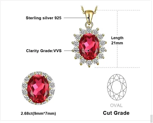 Miniatura 8 de JewelryPalace Princess Diana Kate Middleton Natural Amethyst Citrine Garnet Peridot Topaz Created Ruby Sapphire Simulated Emerald Pendant Necklace