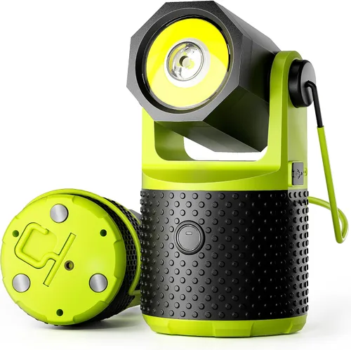 CLAKAP Linterna LED para campamento, linterna recargable de 3000 lúmenes, linterna giratoria de 180°, luz de campamento portátil con cargador de