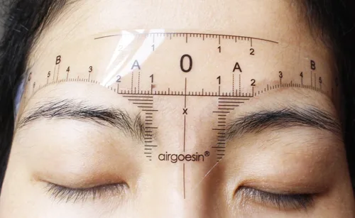 Miniatura 6 de 50 unids desechables adhesivo para cejas microblading regla guía cinta adhesiva tatuaje plantilla medida herramienta de belleza