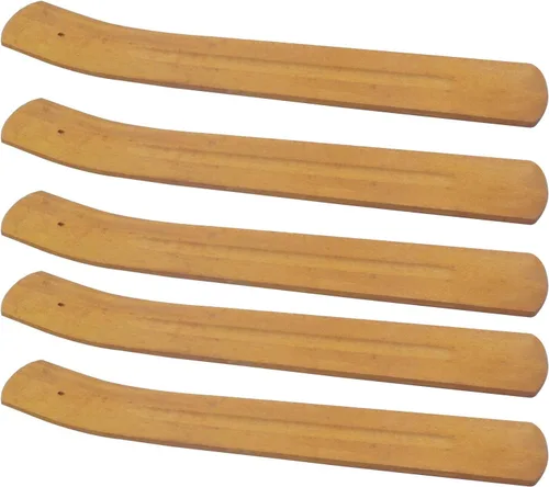 TrendBox 5pcs hecho a mano madera llana incienso palo titular quemador ceniza colector diseño natural budista