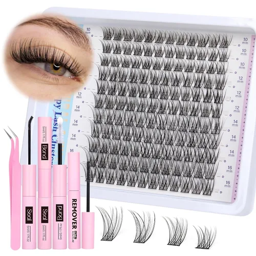 Miniatura 21 de Extensiones de pestañas en racimo naturales, pestañas individuales onduladas, 10-16 mm, para colocar en casa, extensiones de pestañas en racimo