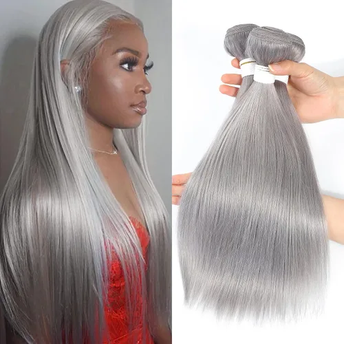 Miniatura 9 de Paquetes de Cabello Humano Ondulado Gris (10 pulgadas?1PC) 9A Paquetes de Tejido de Cabello Humano Brasileño Remy 100% Extensiones de Trama