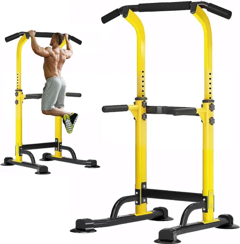 Soges Power Tower - Estación de barras de tracción y fondos, estación de fondos con soporte independiente para gimnasio en casa, equipo de Amarillo