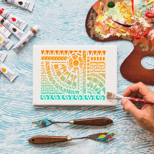 Miniatura 7 de Plantillas para manualidades, plantillas de textura reutilizables, plantilla geométrica para pintar en madera, muebles, tarjeta, lona, papel, álbum