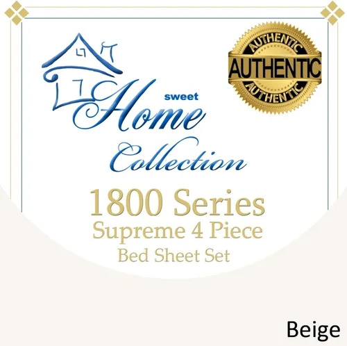 Miniatura 3 de Juego de sábanas de 4 piezas Sweet Home Collection Serie Supreme 1800 con bolsillos profundos, calidad egipcia., Beige, gemelo
