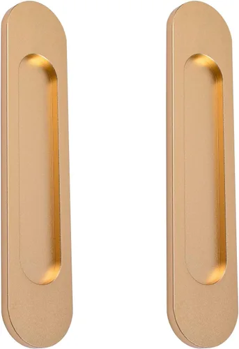Miniatura 14 de MOROBOR Tiradores de puerta corredera ovalados autoadhesivos de 7.087 in, 2 manijas de aleación de aluminio sin perforaciones para puertas Bronce