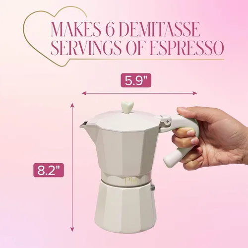Miniatura 2 de Paris Hilton Cafetera de café y café para estufa, cafetera de estilo italiano y cubano con emblemática perilla de corazón, perfecta para expreso