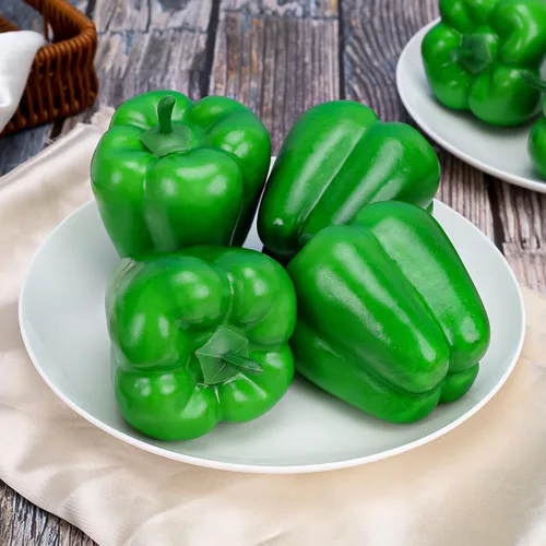 Miniatura 3 de Gresorth 8pcs Artificial Big Bell Pimienta Verde Decoración Vegetal Falso Casa Gabinete de Cocina