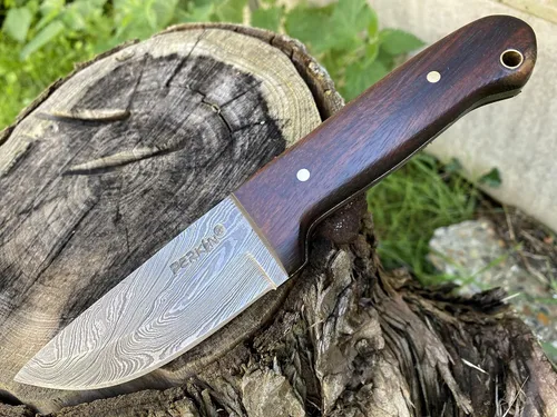 Miniatura 6 de Venta - Cuchillo de caza de Damasco hecho a mano personalizado Hermoso cuchillo de Bushcraft con funda y sacapuntas de cuchillo