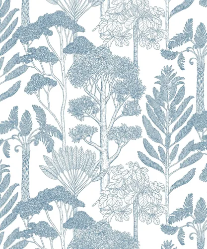 Papel tapiz azul y blanco, moderno, para despegar y pegar, papel de contacto de árbol del bosque para gabinetes, papel adhesivo autoadhesivo
