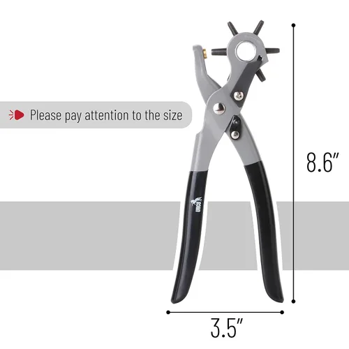 Miniatura 4 de UNCO- Herramienta de perforación de cuero para perforación, 5/64", 3/32", 7/64", 1/8", 5/32", 3/16" 6 Different Hole Sizes, Durable Hole Punch for