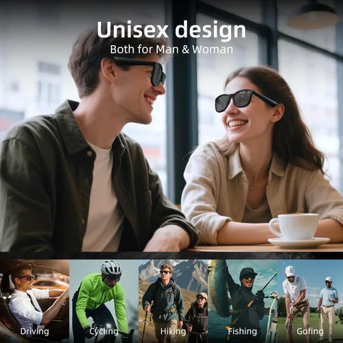Miniatura 6 de Lentes inteligentes Gafas Bluetooth Marco ultraligero de 1.46 oz para exteriores Llamadas manos libres, control de música y voz Batería