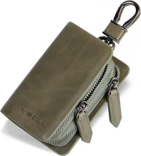 Miniatura 9 de VISOUL Funda para Llave de Coche con Doble Cremallera, Funda de Llavero Inteligente de Cuero para Coche con Llavero para Hombres y Mujeres