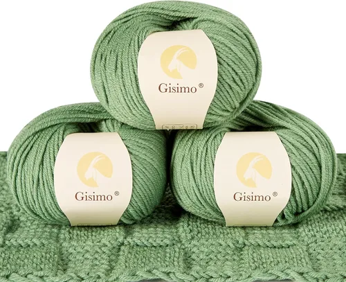 Miniatura 50 de 100% lana merino para tejer y ganchillo, hilo lujoso y suave de 6 cabos para tejer y crochet a mano, 1.76 oz/50 g, 127 yardas/116 metros