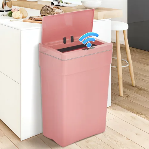 Miniatura 14 de Dkeli Bote de basura automático de 13 galones para cocina, baño, dormitorio, oficina en casa, de plástico de alta capacidad sin contacto con tapa