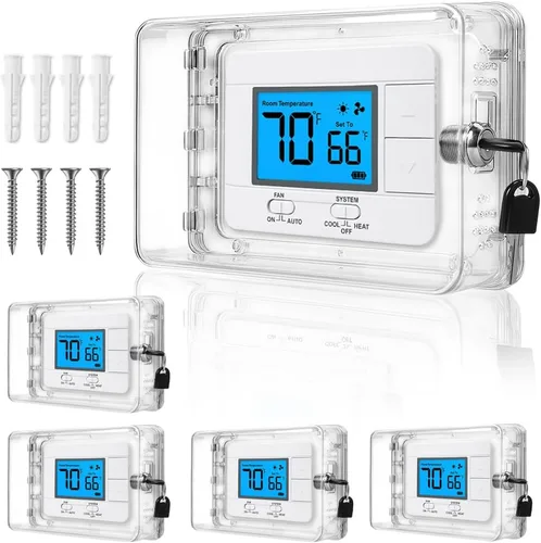 Miniatura 9 de Caja de bloqueo de termostato con llave, se adapta a termostatos de 7.1 x 4.5 pulgadas o más pequeños, cubierta universal de termostato grande