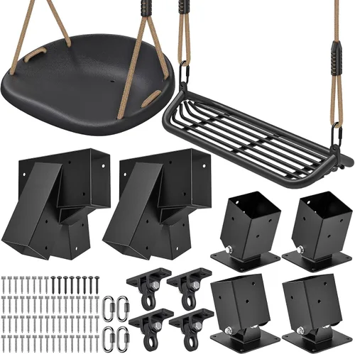 Dolibest Heavy Duty Swing Set Brackets – Complete Kit with 2 A-Frame Brackets, 4 Swing Leveling Base Brackets, 2 Swing Seats & 4 Swing Hangers for