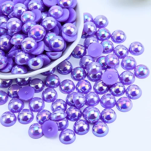 Miniatura 22 de 1500 PIEZAS 4mm Perlas Blancas de Media Parte Plana para Manualidades Joyería Álbum de Recortes Decoración de Uñas, Perlas de Parte Plana para Blanco