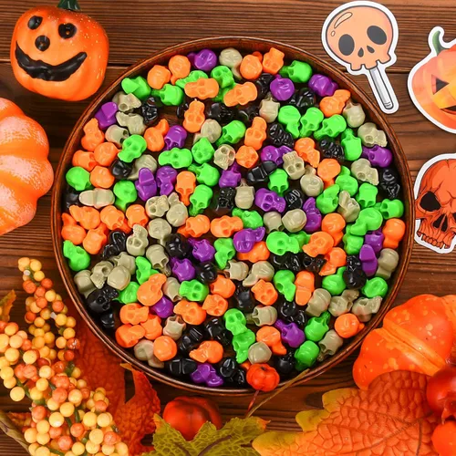 Miniatura 4 de 100 mini cabezas de calavera de plástico, calaveras pequeñas en miniatura, figuras de esqueleto de Halloween para bromas de Halloween, manualidades