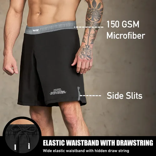 Miniatura 2 de Elite Sports - Shorts de combate para hombre, color negro, para combates MMA, BJJ, Jiu Jitsu