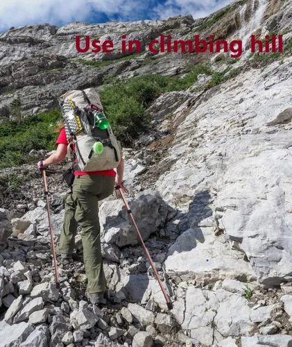 Miniatura 4 de Bastones de trekking, bastón plegable para hombres, mujeres, 5 engranajes plegables, organiza en la mochila, bastón de caminar con cuerda