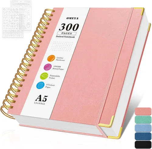 Miniatura 12 de Cuaderno de viñetas con espiral, diario de 300 páginas de cuero con contenido, cuadernos de 120 g/m² de papel grueso que no deja pasar la tinta
